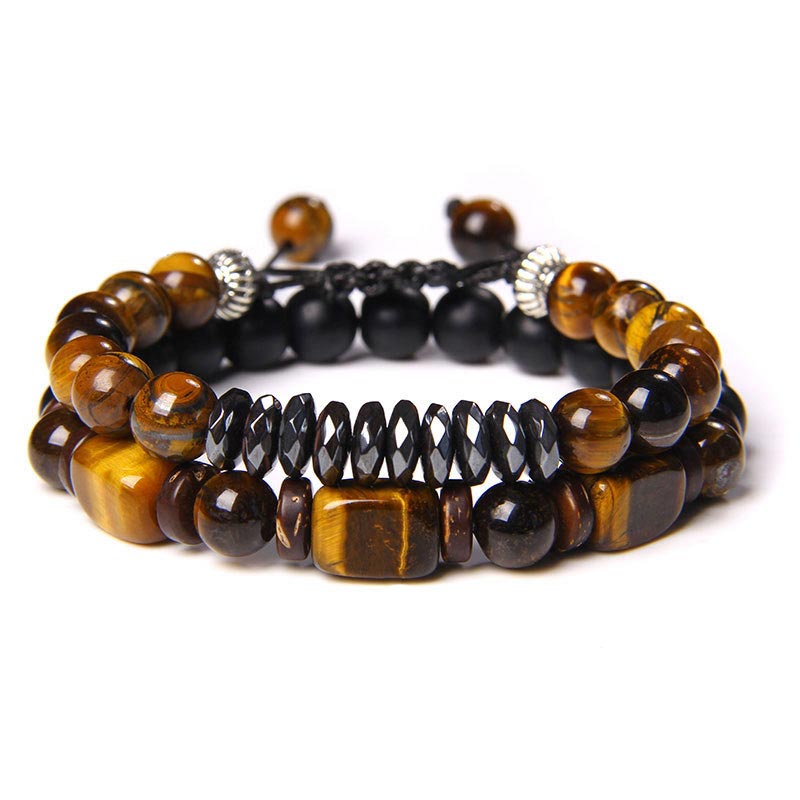 Nimara Ritual Tiger Eye Frosted Stone Hematite Courage Bracelet