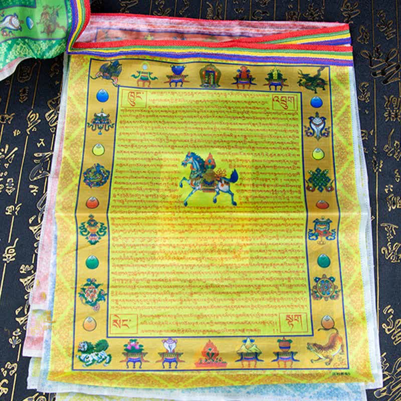 Nimara Ritual Tibetan 5 Colors Windhorse Buddha Tara Scriptures Healing Auspicious Outdoor Prayer Flag