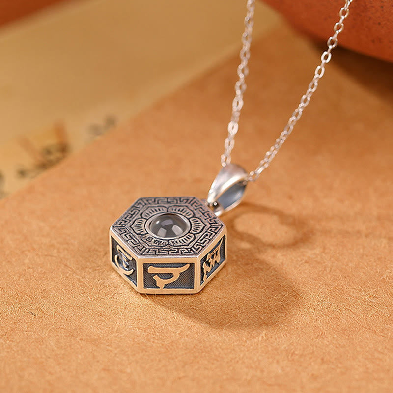Nimara Ritual 990 Sterling Silver Tibetan Om Mani Padme Hum Lotus Love Projection Necklace Pendant