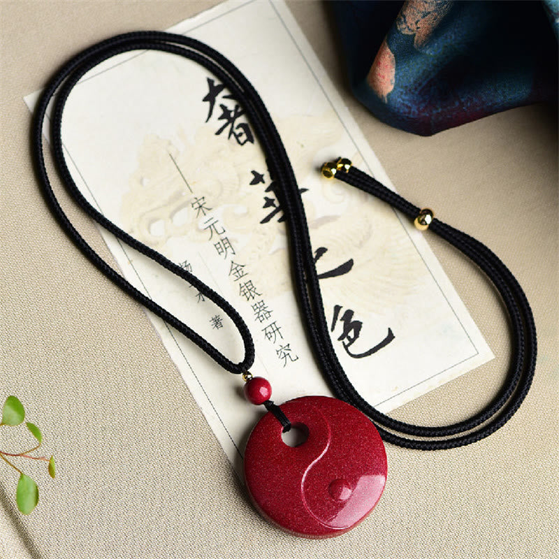 Nimara Ritual Laughing Buddha Yin Yang Chinese Zodiac Gourd Natural Cinnabar Blessing Necklace Pendant