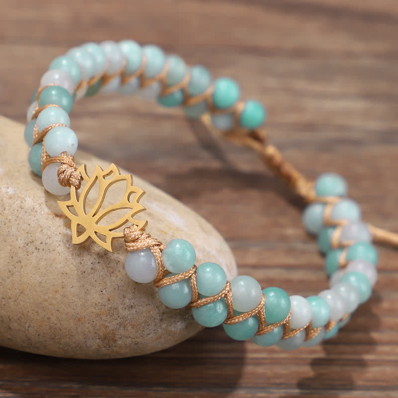 Nimara Ritual Amazonite Beads Lotus Flower Balance Weave Bracelet