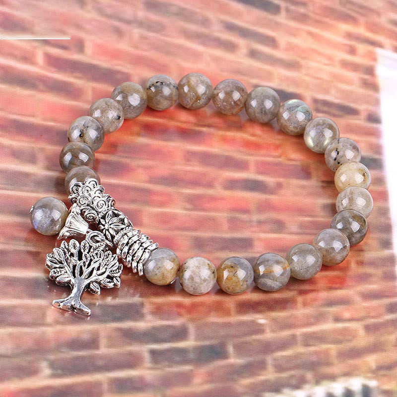 Nimara Ritual Natural Gemstone Tree of Life Lucky Charm Stretch Bracelet