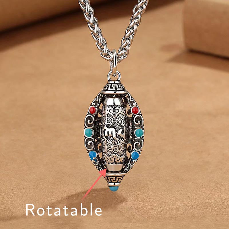 Nimara Ritual Tibetan Om Mani Padme Hum Purity Rotatable Necklace Pendant