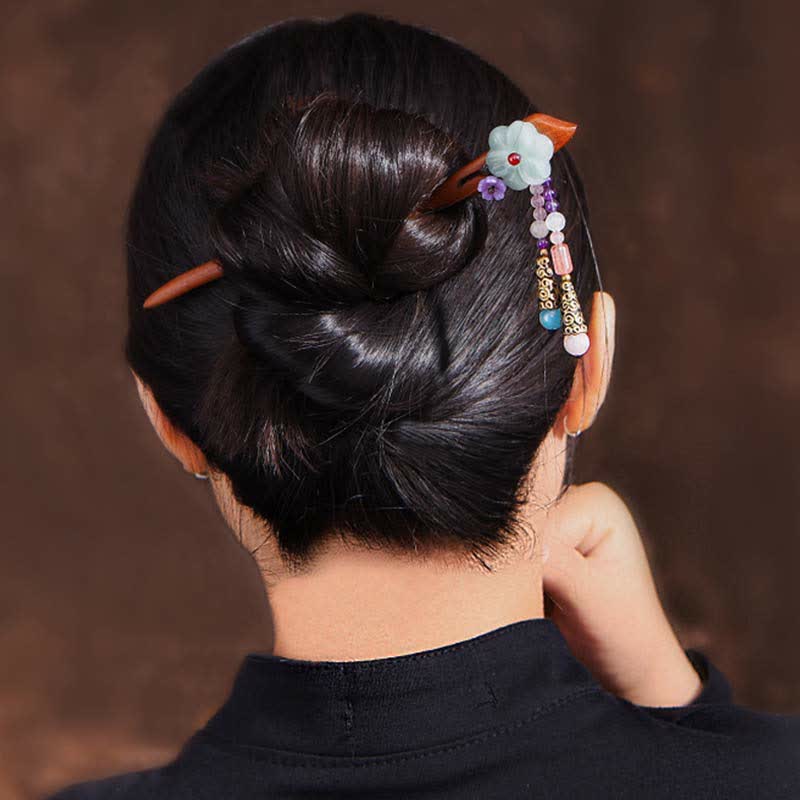 Nimara Ritual Red Sandalwood Amethyst Aventurine Protection Hairpin Decoration