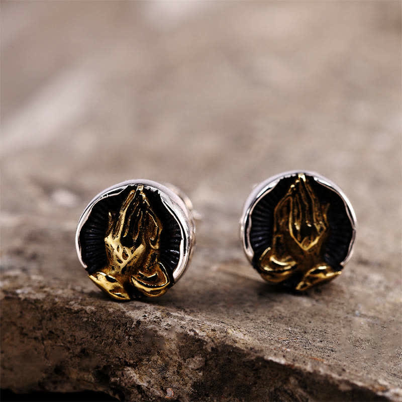 Nimara Ritual 925 Sterling Silver Namaste Equality Stud Earrings
