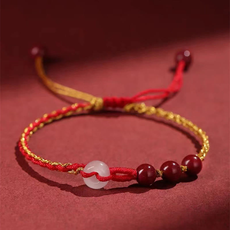 Nimara Ritual Natural Cinnabar Jade Peace Buckle Blessing Bracelet