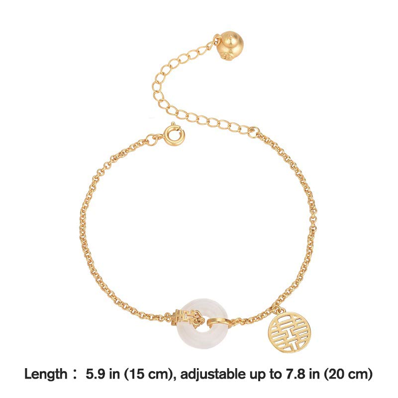 Nimara Ritual White Jade Double Happiness Fortune Bracelet