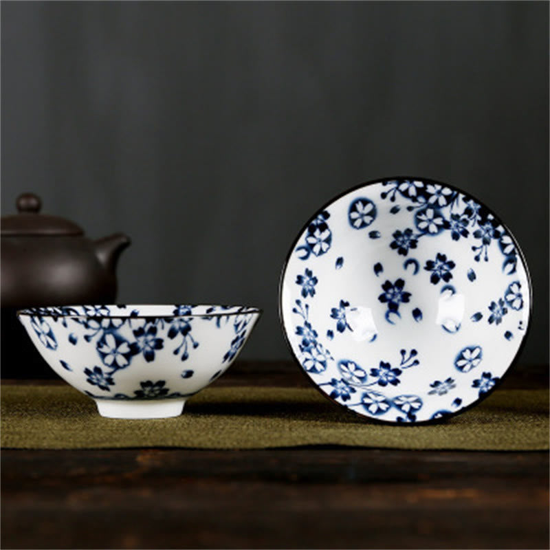 Nimara Ritual Flowers Fu Character Mountains Lotus Cherry Blossoms Ceramic Teacup Kung Fu Tea Cup