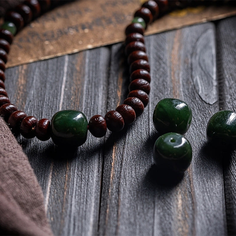 Nimara Ritual Natural Tibet 108 Mala Beads Purple Bodhi Seed Hetian Cyan Jade Copper Dorje Peace Bracelet