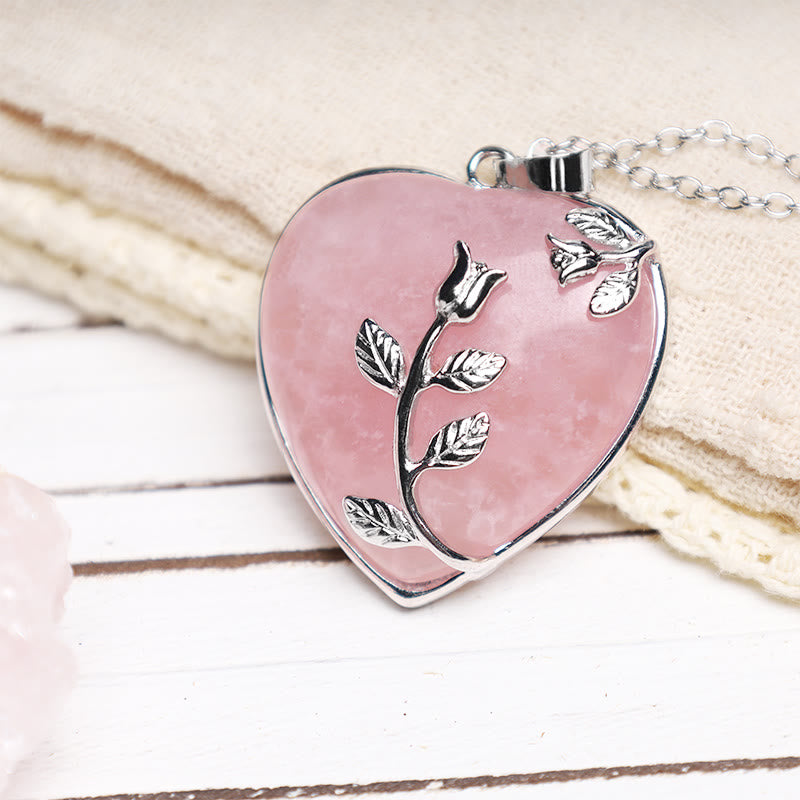Nimara Ritual Natural Healing Crystals Heart Pendant Necklaces