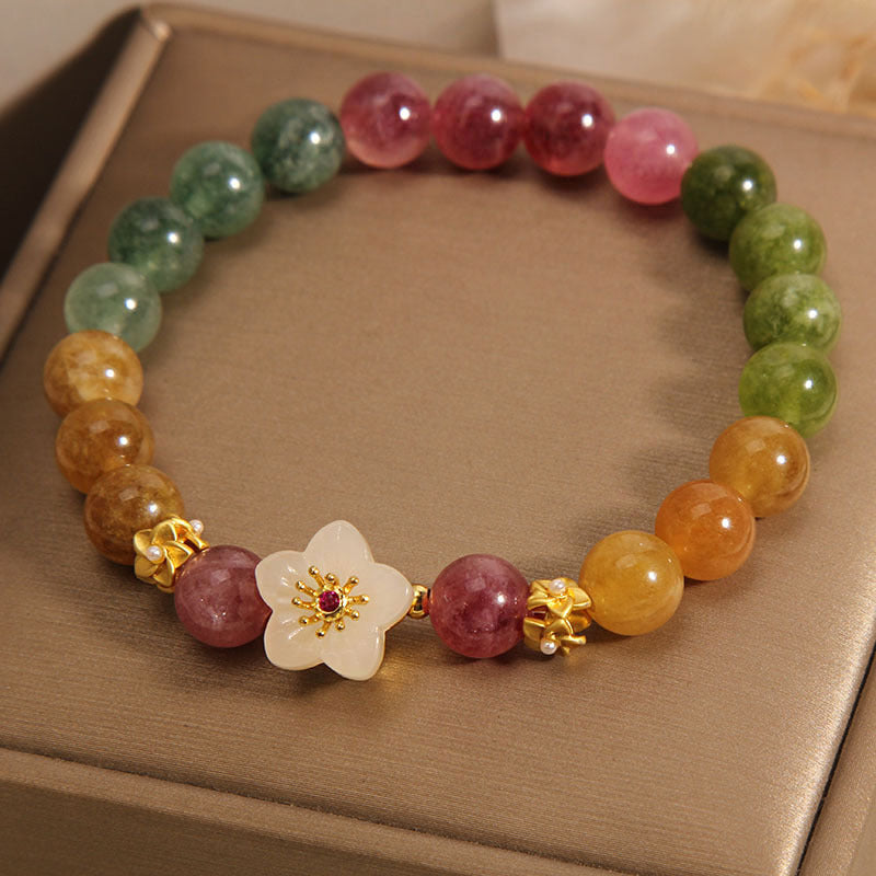 Nimara Ritual Colorful Tourmaline Jade Flowers Love Bracelet