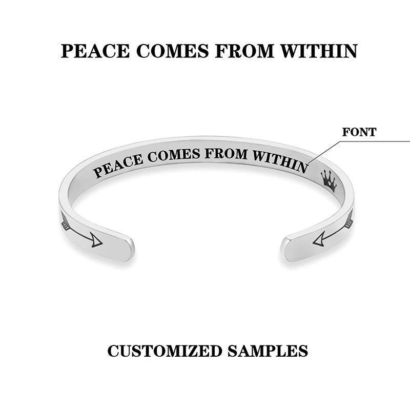 Nimara Ritual Inspirational Bracelets Personalized Gift for Her Him Engraved Mantra Cuff Bangle Crown Jewelry