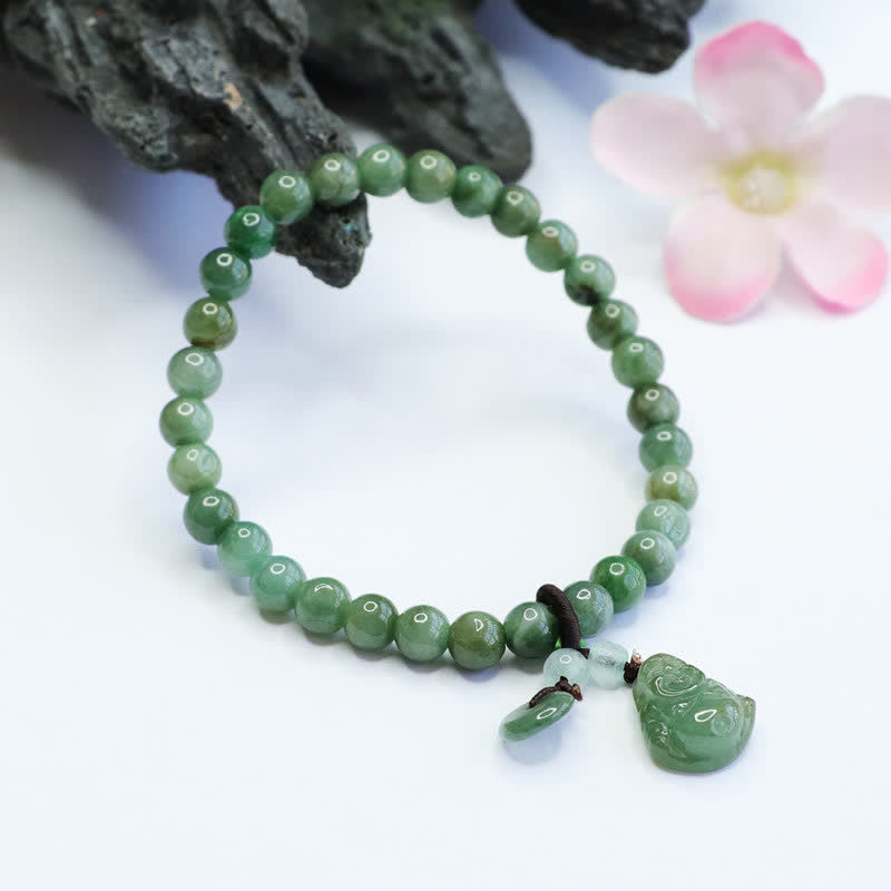 Nimara Ritual Laughing Buddha Cyan Jade Healing Bracelet