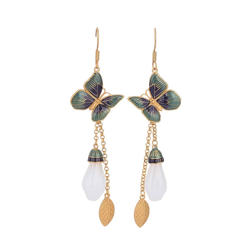 Nimara Ritual FengShui White Jade Fortune Earrings