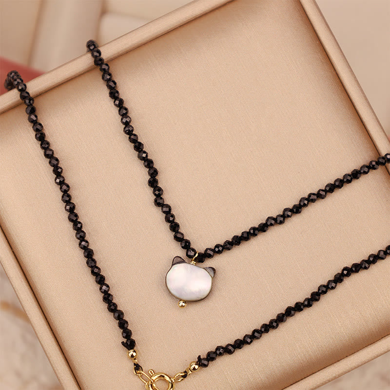 Nimara Ritual Black Spinel Cute Cat Motivate Choker Necklace