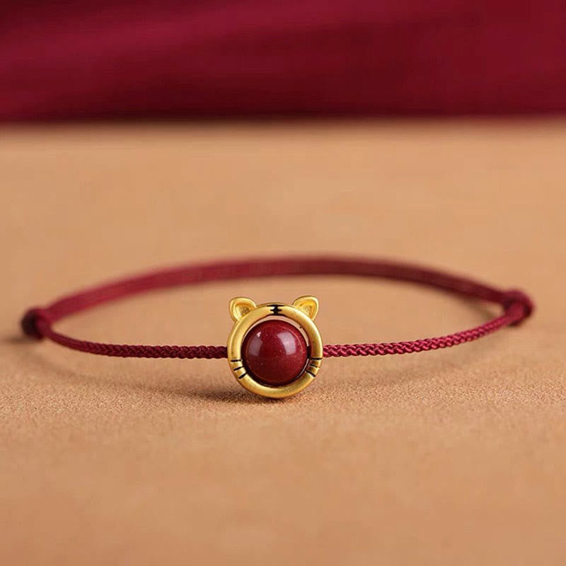 Nimara Ritual Handmade Rabbit Tiger Cinnabar Keep Away Evil Spirits Braided String Bracelet