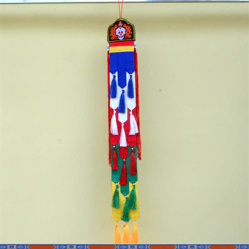 Nimara Ritual Lotus Flower Eight Auspicious Symbols Meditation Enlightenment Colorful Tassels Wall Art
