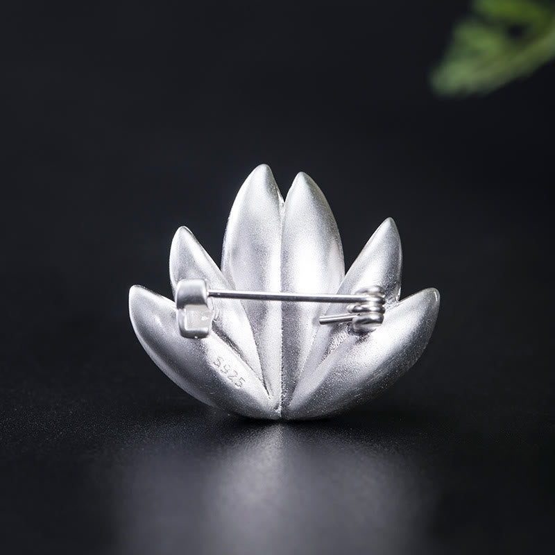 Nimara Ritual 925 Sterling Silver Lotus Flower Pearl New Beginning Brooch