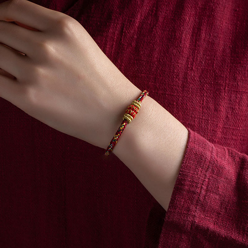 Nimara Ritual Tibet Handmade Chinese Zodiac Natal Buddha Luck Strength Braided String Bracelet