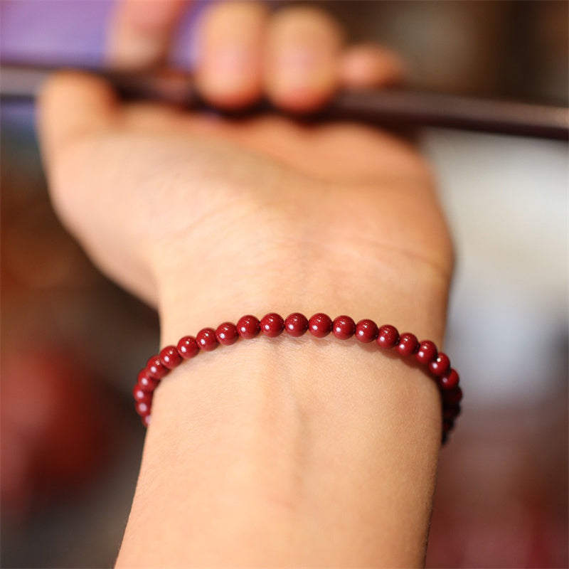 Nimara Ritual Natural Cinnabar Blessing Red String Braided Bracelet Anklet