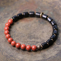 Nimara Ritual Ebony Wood Red Jasper Moss Agate Crystal Copper Peace Couple Bracelet
