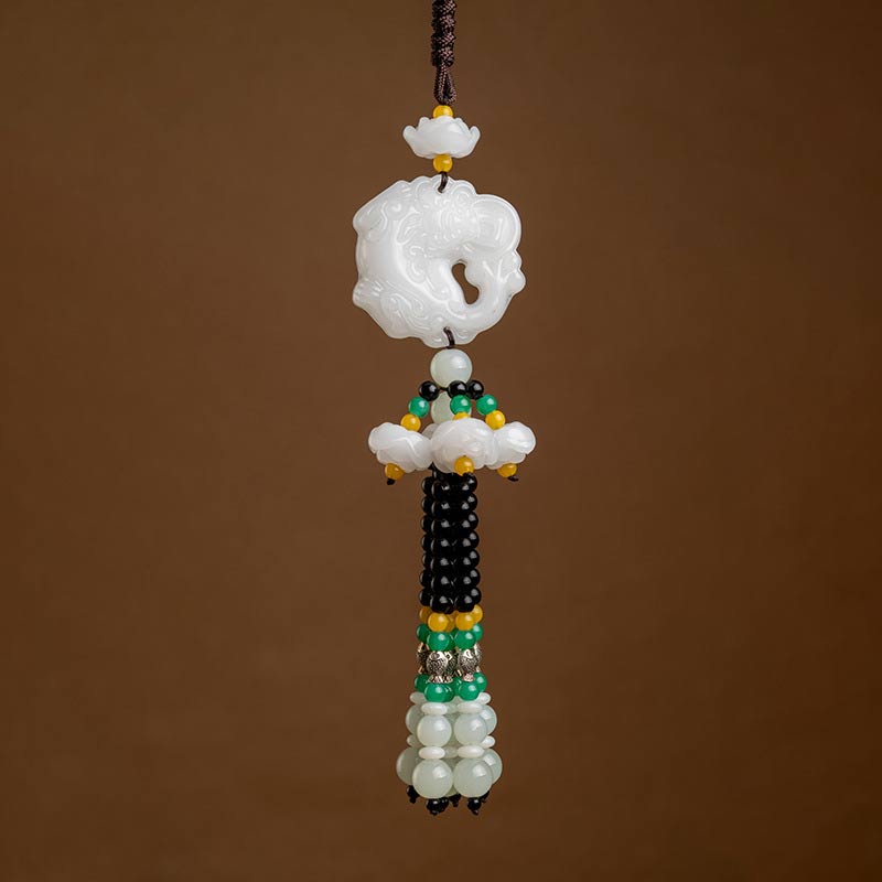 Nimara Ritual FengShui Jade PiXiu Blessing Car Pendant Decoration