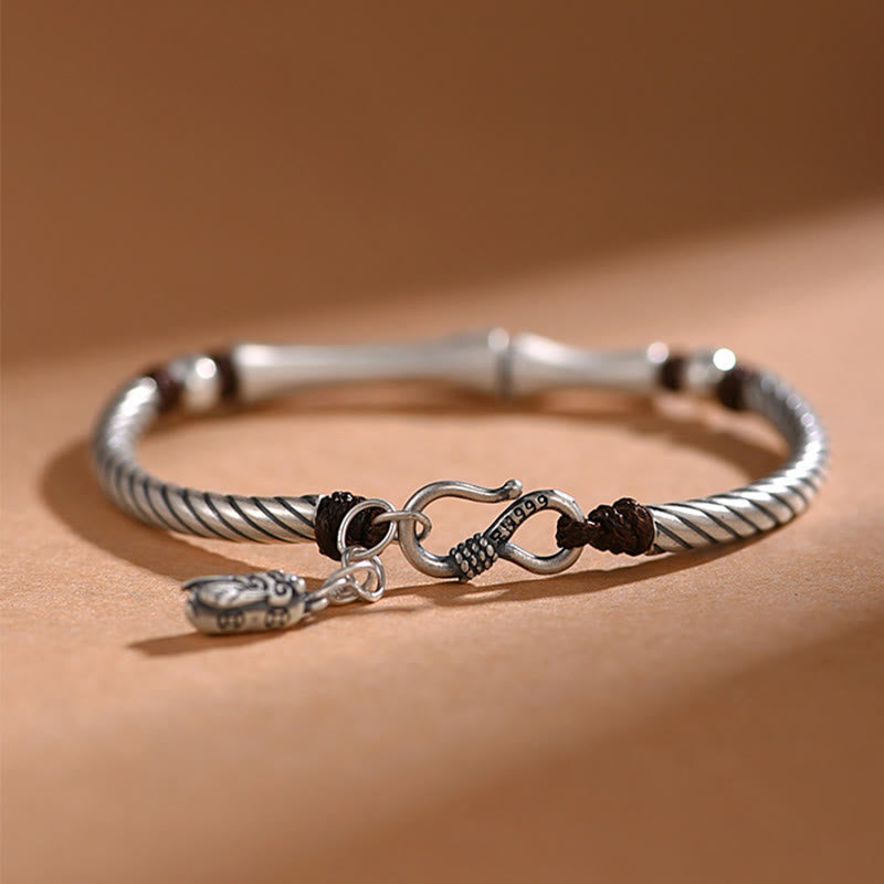 Nimara Ritual 999 Sterling Silver Bamboo Pattern Cicada Luck Wealth Bracelet