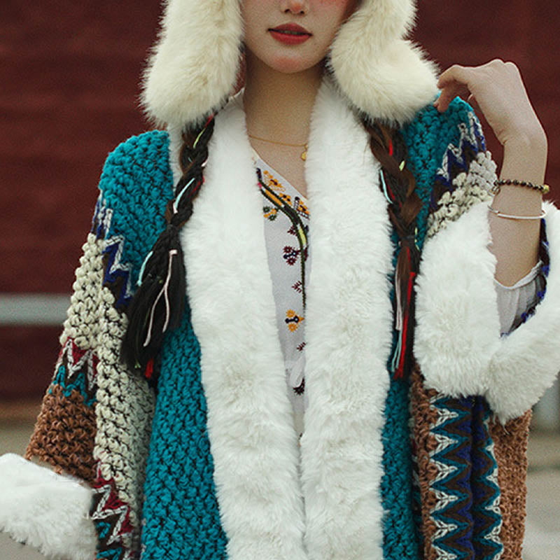 Nimara Ritual Tibetan Multicolored Striped Shawl Winter Cozy Travel Scarf Wrap