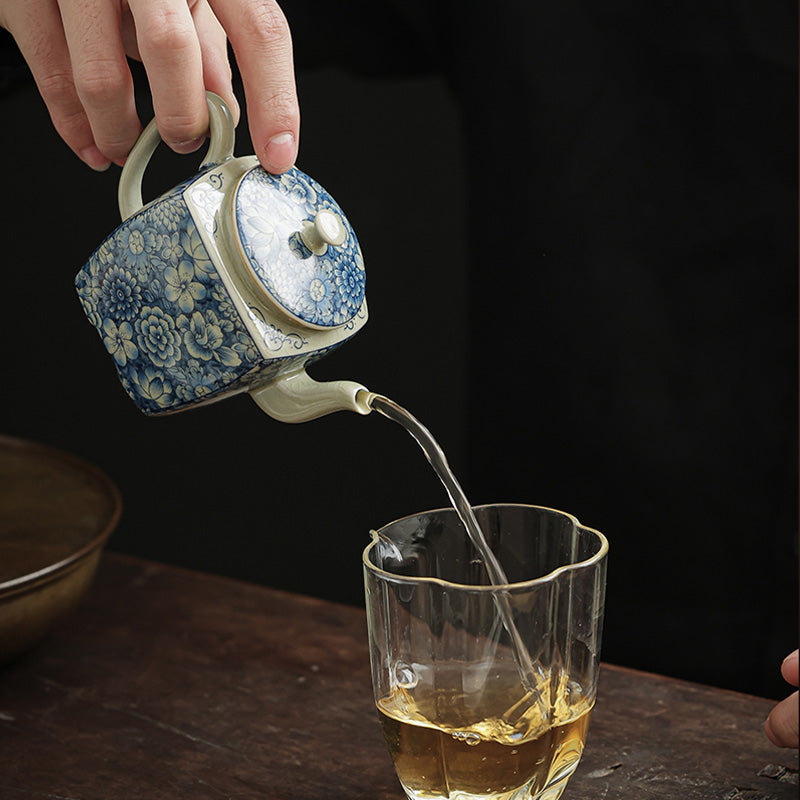 Nimara Ritual Blue and White Porcelain Chinese Gongfu Tea Ceramic Kung Fu Teapot Cup Tea Filter Canister