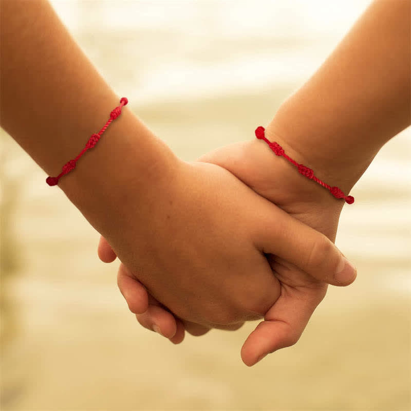 Nimara Ritual 4Pcs Evil Eye Seven Knot Red String Protection Bracelet