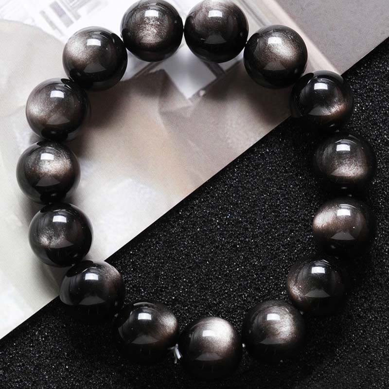 Nimara Ritual Natural Silver Sheen Obsidian Soothing Protection Bracelet