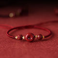 Nimara Ritual Handmade Lotus Cinnabar Peace Buckle Blessing Braid Bracelet
