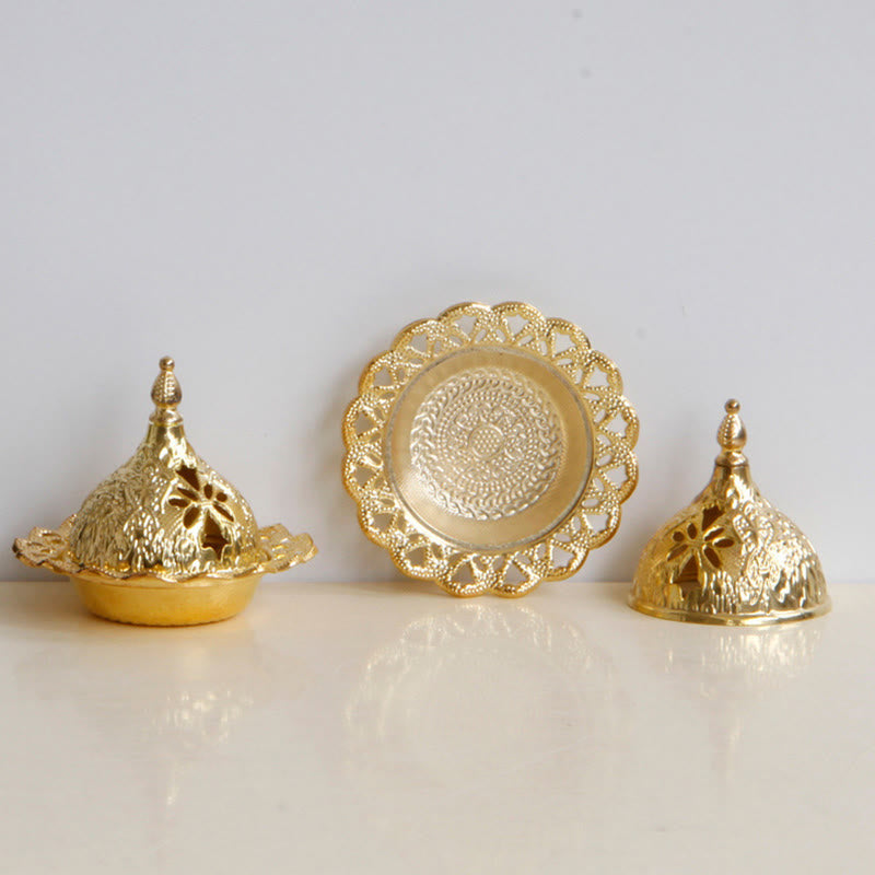 Nimara Ritual Tibetan Gold Mini Meditation Incense Burner