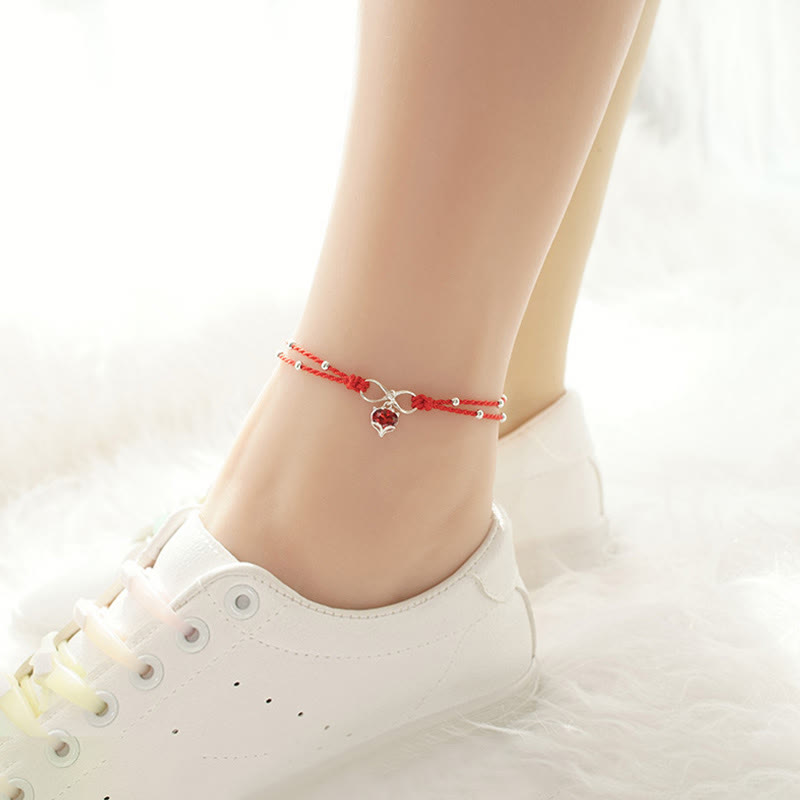 Nimara Ritual Love Heart Infinity Symbol Braided String Anklet
