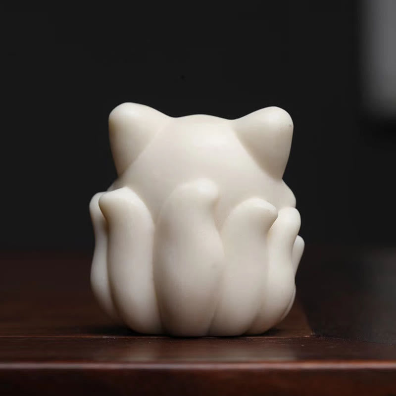 Nimara Ritual Mini Nine Tailed Fox Ivory Fruit Sandalwood Green Sandalwood Blessing Decoration