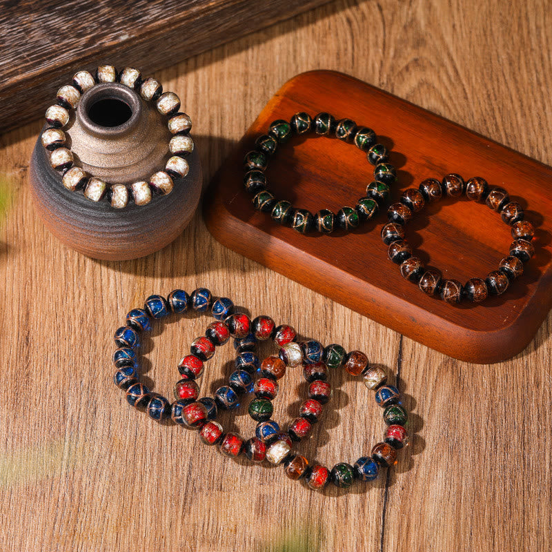 Nimara Ritual Tibetan Classic Liuli Glass Bead Luck Wealth Bracelet