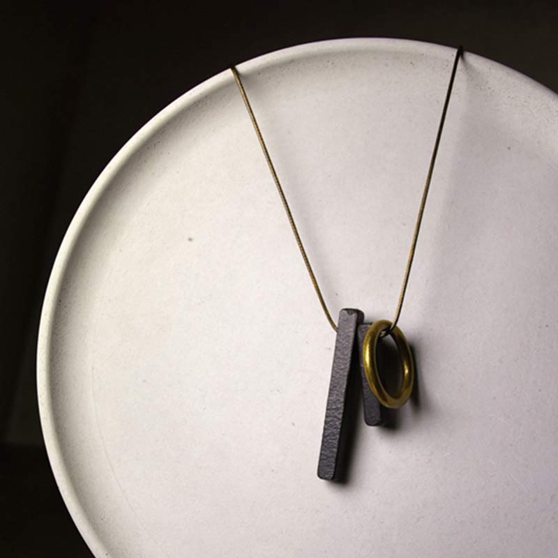 Nimara Ritual Zen Circle Ebony Wood Enlightenment Necklace Pendant