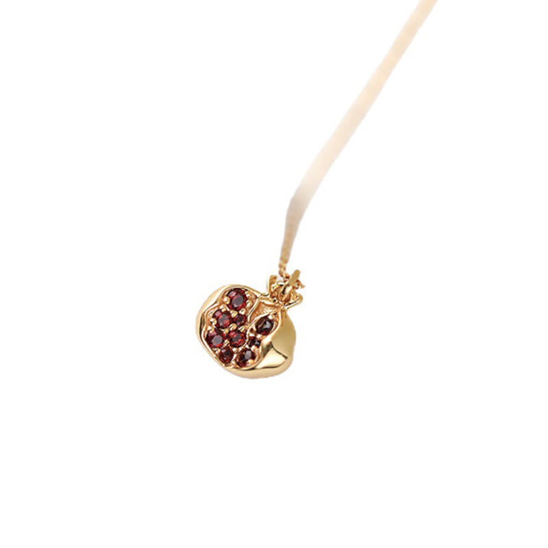 Nimara Ritual 925 Sterling Silver 18k Gold Plated Pomegranate Garnet Crystal Passion Charm Necklace Pendant