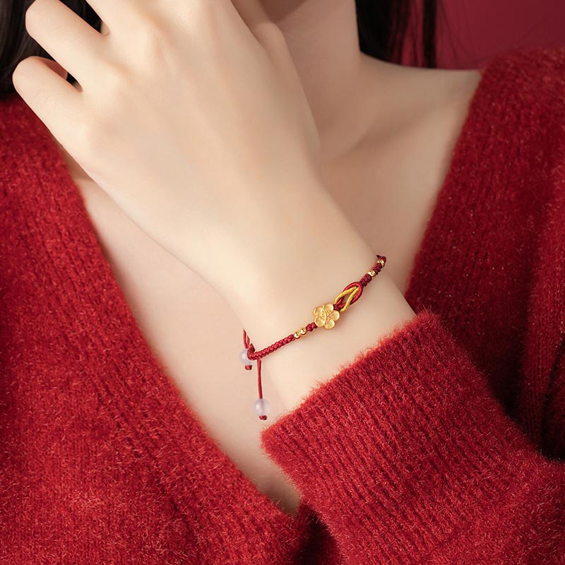 Nimara Ritual Handmade 925 Sterling Silver Cherry Blossoms Sakura Chalcedony Luck Bracelet