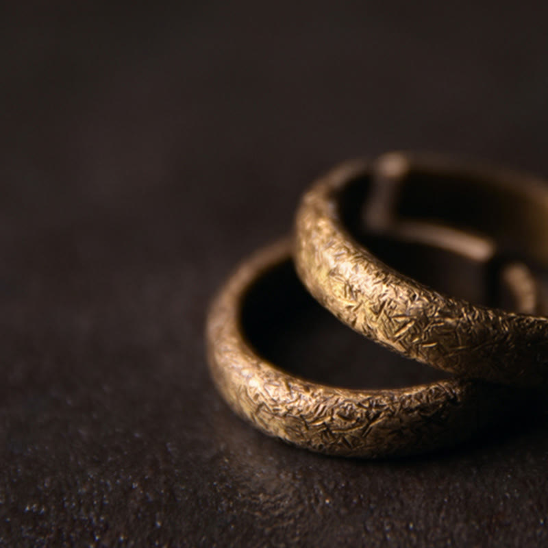 Nimara Ritual Tibetan Vintage Texture Design Copper Luck Couple Ring