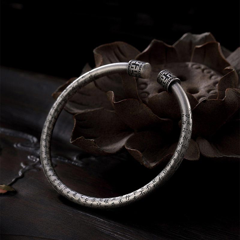 Nimara Ritual Tibetan Heart Sutra White Copper Luck Bracelet