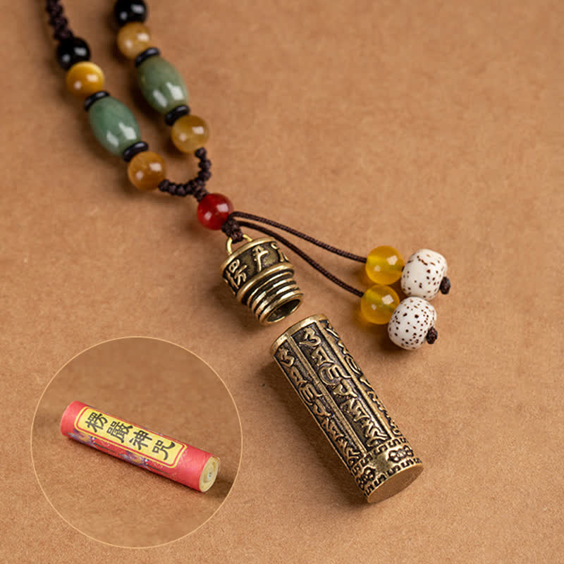 Nimara Ritualhop Tibet Om Mani Padme Hum Agate Shurangama Sutra Protection Necklace Pendant