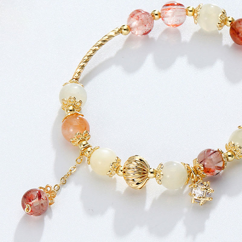 Nimara Ritual Colorful Rutilated Quartz Cat Eye Zircon Auspiciousness Bead Bracelet