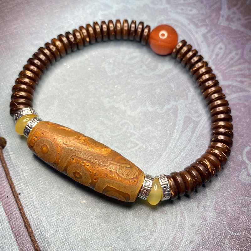 Nimara Ritual Tibetan Nine-Eye Dzi Bead Wealth Bracelet