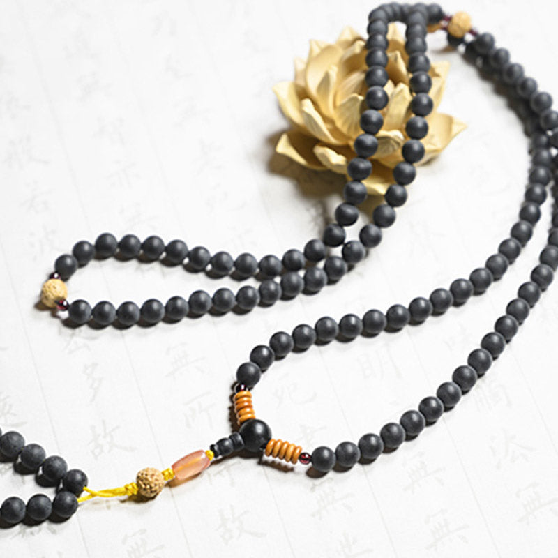 Nimara Ritual Tibetan Mala Cypress Bodhi Seed Red Agate Healing Bracelet