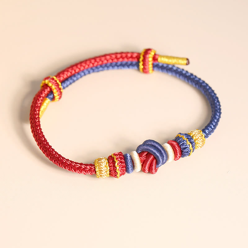 Nimara Ritual Two-Color Rope Handcrafted Eight Thread Peace Knot Luck Connection Bracelet