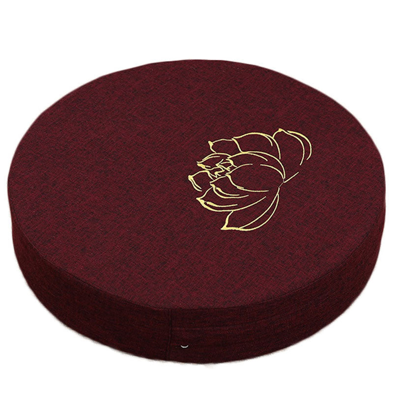 Nimara Ritual Lotus Embroidery Cotton Linen Meditation Seat Cushion