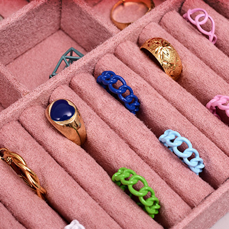 Nimara Ritual Simple Design Jewelry Box Organizer Two-Layer Jewelry Storage Box Flannel Box With Lock