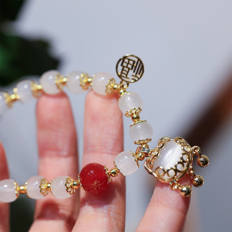 Nimara Ritual Windmill Chinese Lock Charm Fu Character Blessing Bracelet