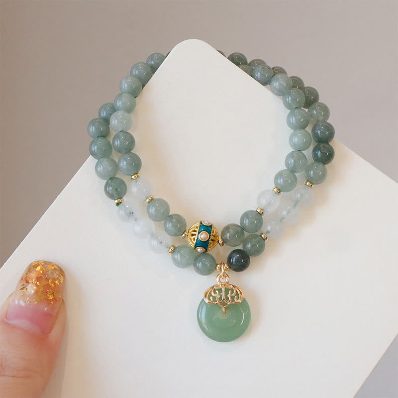 Nimara Ritual Single Double Layer Jade Peace Buckle Luck Bracelet